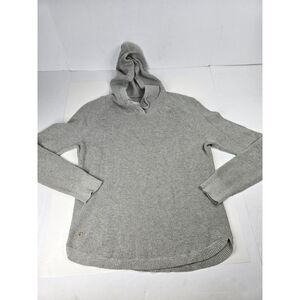 Lauren Ralph Lauren Hoodie Women Size L Gray Waffle Knit Sweater Tie Neck Pony‎